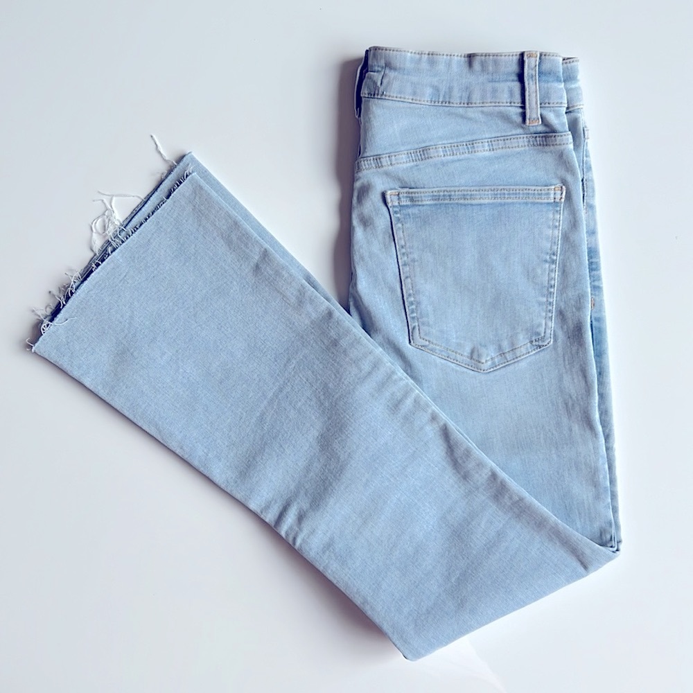 Zara mid rise flared jeans, light blue